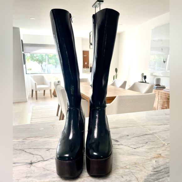 NWOT Jeffrey Campbell black platform HeyJoe knee high boots size 6.5. Funky cool - Picture 6 of 14